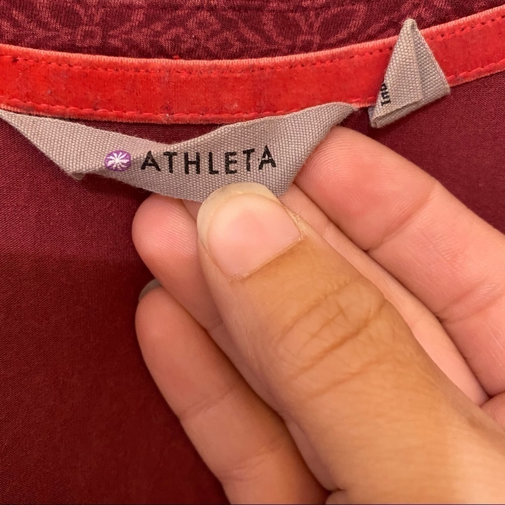 Athleta V Neck Long Sleeve Dress Burgundy Sz Small - Picture 2 of 9